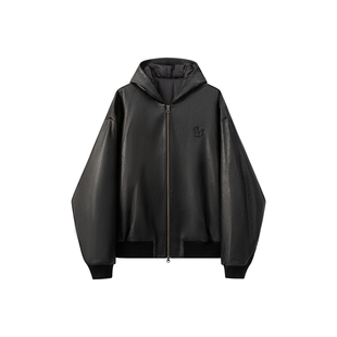 威廉福克斯 设计师款Studio系列 甄选荔枝纹定制山羊皮革羽绒服男