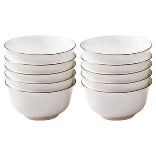 金边饭碗套装家用陶瓷碗组合10个套装创意个性欧式餐具骨瓷吃饭碗