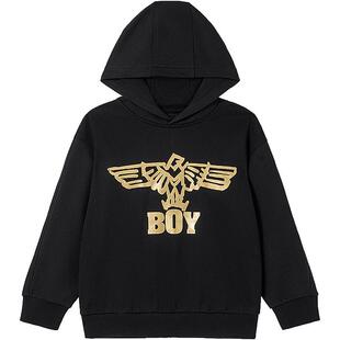 【加绒】BOY童装 秋冬烫金翅膀时髦潮酷长袖连帽套头卫衣男童女童
