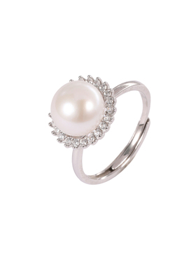 女925银太阳花戒指淡水珍珠