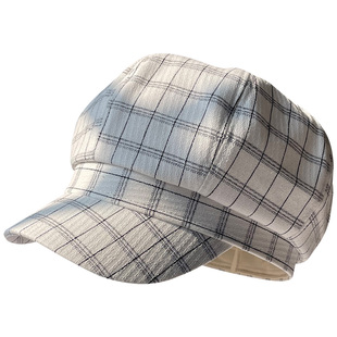 女士春季文艺复古英伦八角帽男潮日系格纹报童帽画家帽鸭舌贝雷子