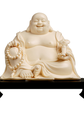 林弋新陶瓷莲心弥勒大肚笑佛摆件