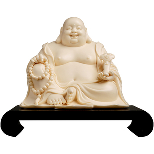 戴玉堂陶瓷莲心弥勒林弋新大师玉黄瓷弥勒佛佛像大肚笑佛坐像摆件