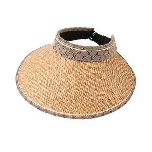 CACUSS帽子女夏季新款空顶帽大帽檐草帽遮阳防晒帽沙滩草编太阳帽