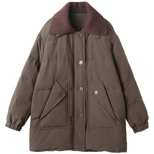 孔雀飞飞2025冬装新款韩版大码中长款复古休闲女羽绒服绒子含量90