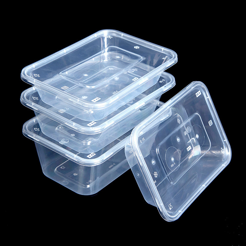 一次性长方形餐盒圆形塑料外卖快餐便当上班族保鲜打包盒带盖加厚