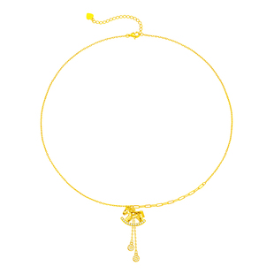 周大生纯银生肖马项链本命年木马可爱百搭吊坠马年送女友新年礼物