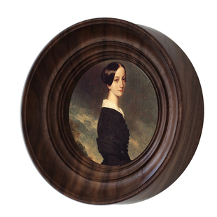 imooo原创家居法式复古圆形镜子美式墙面装饰实木中古小画框相框