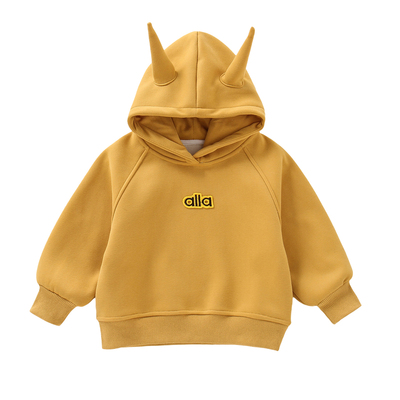 一体绒男童卫衣秋冬保暖连帽上衣