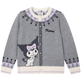 【erdosKIDS×Kuromi】鄂尔多斯童装酷洛米联名圆领儿童羊绒开衫
