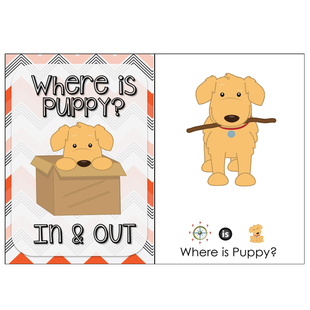 英语方位介词练习安静书小狗在哪里英文起步教具手工自制diy贴纸