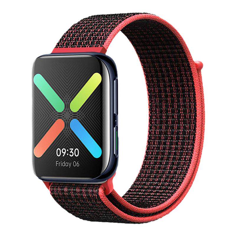 适用oppowatch2表带尼龙回环oppo智能SE手表带42彩虹编织46mm/41mm替换带watch3个性时尚潮透气