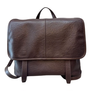 宋佳同款2025新款植鞣牛皮信使系列简约邮差双肩包大容量电脑背包