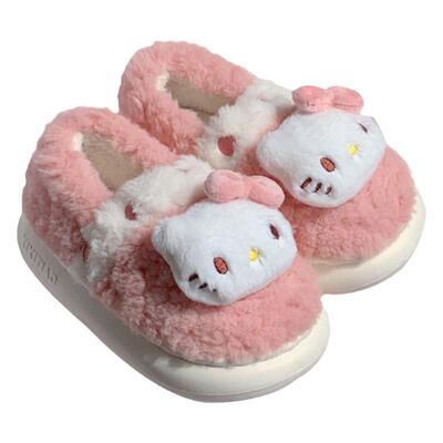 细细条正版三丽鸥保暖儿童棉拖鞋