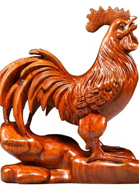 木质鸡摆件十二生肖木头鸡吉祥物