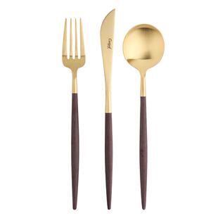 葡萄牙Cutipol刀叉棕金西餐具刀叉勺三件套牛排餐具家用筷子套装