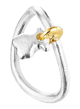 Luah系列925银镀金双色小熊戒指