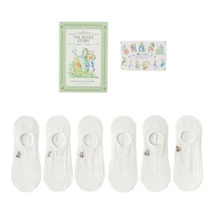 caramella比得兔联名款隐形袜纯色棉袜白色透气浅口女袜夏季船袜