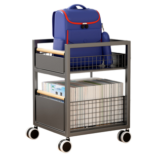 放书包置物架可移动式学生桌下书本架子小推车多层收纳筐放置神器