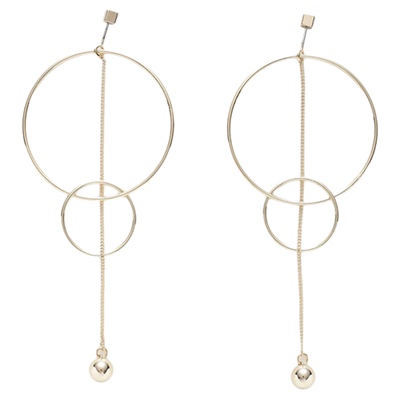 SNIDEL2026春夏新品时尚个性金属感圆环链条耳钉耳饰SWGA261720