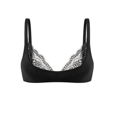 弗利少女法式蕾丝拼接内衣女 超薄小胸性感无垫文胸套装bralette