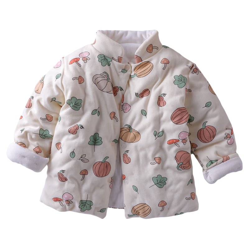 儿童手工棉袄纯棉柔软加厚上衣冬季保暖棉衣宝宝碎花棉服女孩冬装