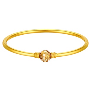 金至尊水晶金暖阳黄金手镯女足金999 古法金素圈镯新年礼物送老婆