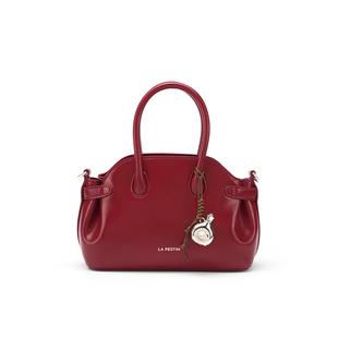 【李梦颖同款】拉菲斯汀红色包包保龄球包女斜挎包手提波士顿包