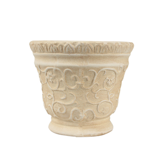 孚中陶瓷欧式浮雕红陶大花盆仙客来藤条陶土圆形多肉家居绿植花卉