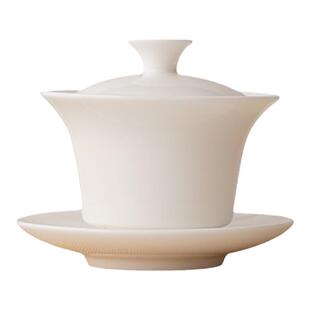 羊脂玉瓷三才盖碗单个茶碗茶杯德化白瓷大号功夫泡茶家用茶具防烫