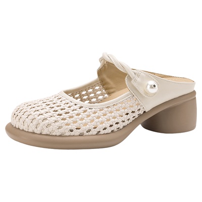 镂空拖鞋女款高跟凉鞋粗跟单鞋