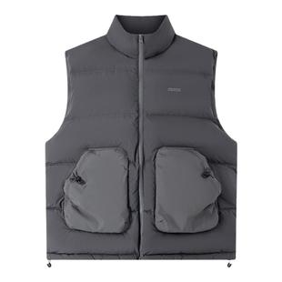 STARTER羽绒服秋冬款白鸭绒保暖休闲运动深灰色无袖马甲外套上衣