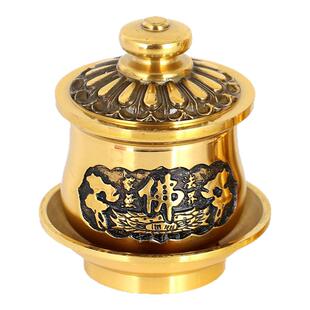 圆通佛具供佛水杯全铜佛供杯供奉观音圣水杯铜供杯莲花净水杯贡杯