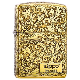 zippo打火机黄铜唐草送礼官方正品男士煤油限量版芝宝正版外壳