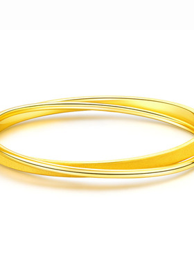 精品3D硬金黄金光圈手镯999足金