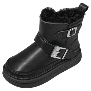 星期六童鞋儿童雪地靴女冬季新款女童时尚百搭加绒保暖中筒靴子