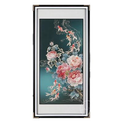 富贵有余玄关走廊牡丹花挂画