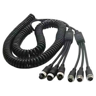 半挂车倒车影像航空弹簧线三对三路货车摄像头四路监控视频连接线