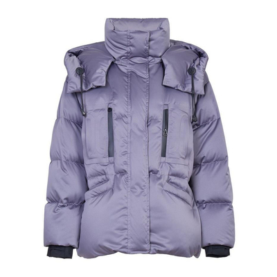 婉甸2025年冬季新品岩石灰/活力粉女连帽中款羽绒服1244D11GS3