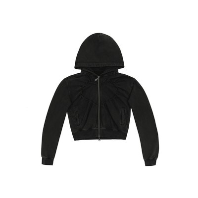 DUEECHEN水洗做旧连帽卫衣女