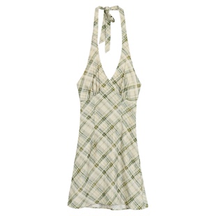 MULVAN 沉溺花海 复古碎花吊带连衣裙女海边度假氛围感挂脖短裙