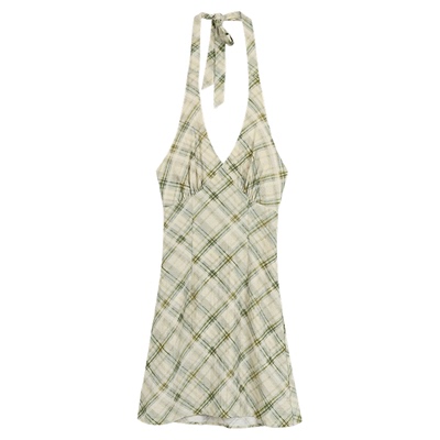 MULVAN 沉溺花海 复古碎花吊带连衣裙女海边度假氛围感挂脖短裙