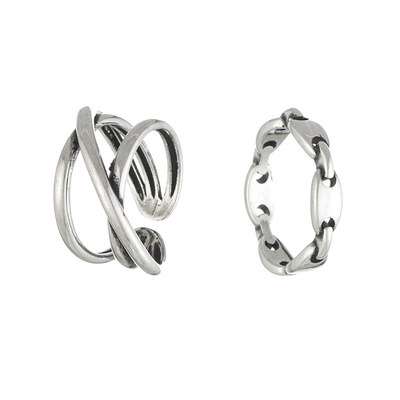 套装 冷淡风食指戒指女ins潮嘻哈时尚个性复古开口戒指女小众设计