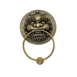 中式大门纯铜门环兽头门把手复古狮子头装饰门拉手老式铁门铜把手