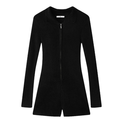 SLY 24冬季新品通勤简约风短款拉链针织连体裤女030HAZ73-1671