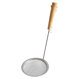 日本ECHO 小型不锈钢去浮沫勺漏勺木柄85目细密过滤网筛撇沫捞勺