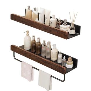 胡桃木卫生间免打孔置物架中古风浴室厕所洗漱洗手台洗手间墙上架