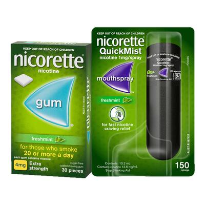 Nicorette力克雷2mg咀嚼胶+喷雾戒烟神器喷剂官方旗舰店口香糖