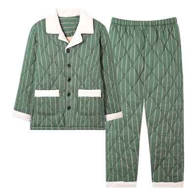 秋冬可外穿三层夹棉保暖睡衣男款