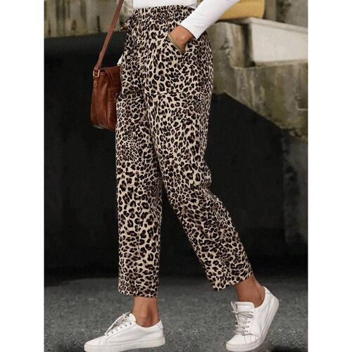 R 85914 Leopard Print Straight Leg Pants 豹纹直筒裤